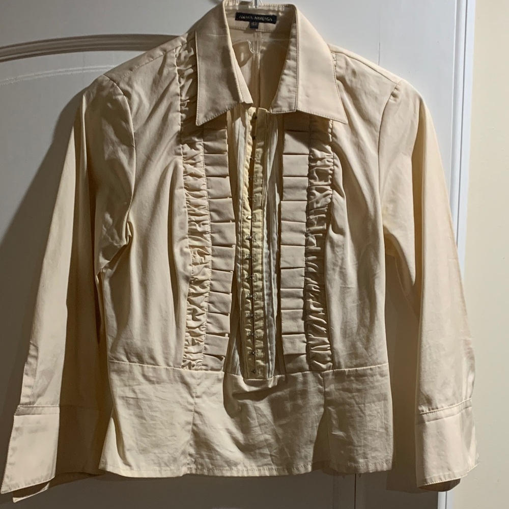 Amaya Arzuaga Vintage Cream Ruffled Women's Top size 42